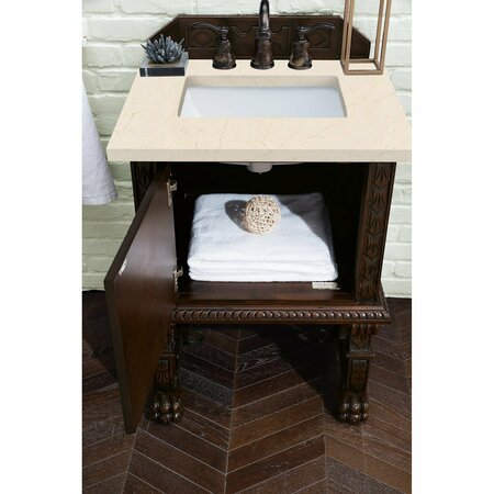 James Martin Vanities Balmoral 26in Single Vanity, Antique Walnut w/ 3 CM Eternal Marfil Quartz Top 150-V26-ANW-3EMR